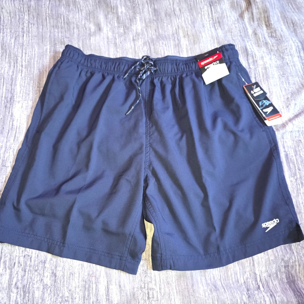 Speedo Mens Redondo Edge Volley Swim Trunks Navy Blue Large 7784401 NEW